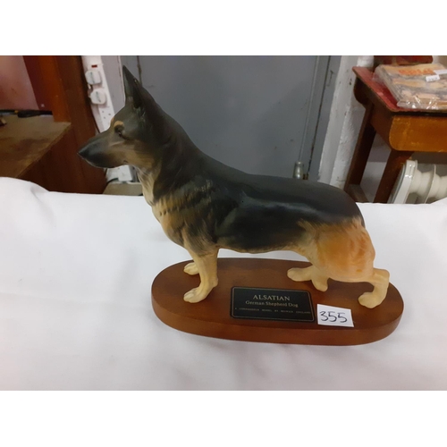 355 - Beswick Connoisseur Model of Alsatian on Plinth no 2587.