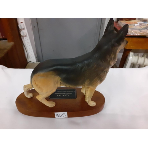 355 - Beswick Connoisseur Model of Alsatian on Plinth no 2587.