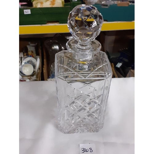 368 - Royal Doulton Crystal Square Decanter and Stopper Height c.26cm (c.10.25”).