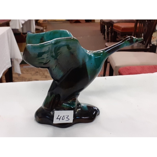 403 - Blue Mountain Pottery Green Drip Glaze Canada Goose Height c.14.5cm (c.5.75”).