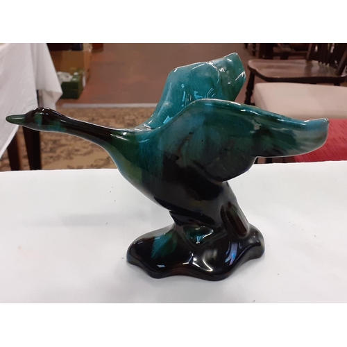 403 - Blue Mountain Pottery Green Drip Glaze Canada Goose Height c.14.5cm (c.5.75”).