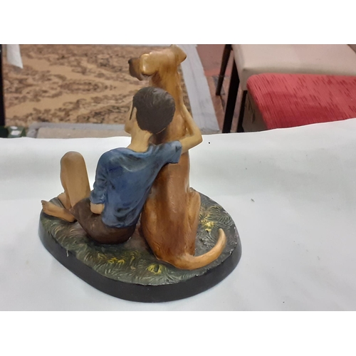 407 - Royal Doulton Buddies Boy with Dog Figure HN 2546 Height c.16cm (c.6.25”).