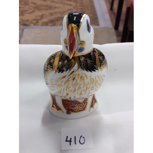 410 - Royal Crown Derby Puffin Paperweight with Gold Stopper.