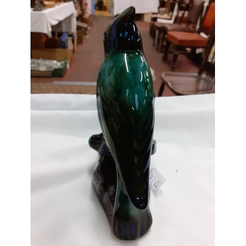 413 - Blue Mountain Pottery Green Drip Glaze Cardinal Cockatoo Height c.17.7cm (c.7”).