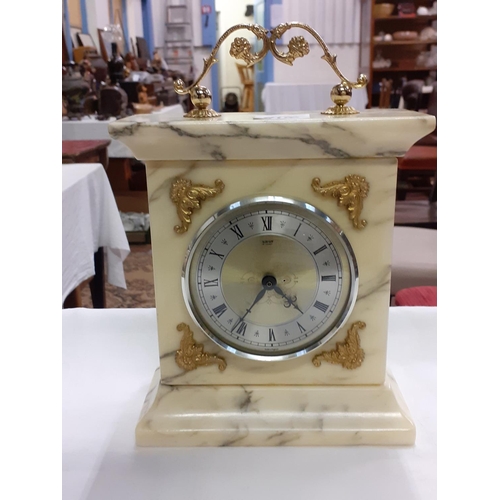 416 - Xavier of London Onyx Quartz Mantel Clock Height c.24cm (c.9.5”).