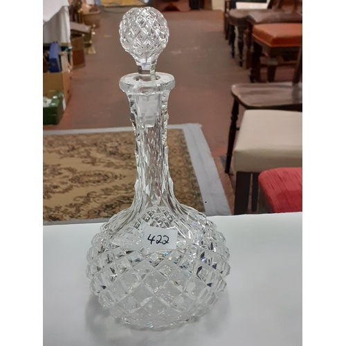 422 - Cut Glass Decanter & Stopper.