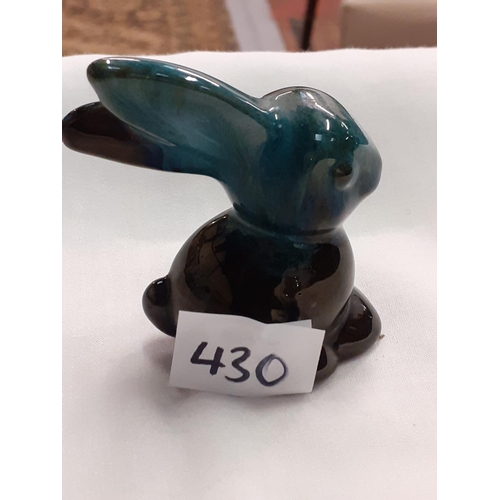 430 - Blue Mountain Pottery Green Drip Glaze Rabbit Height c.7cm (c.2.75”).