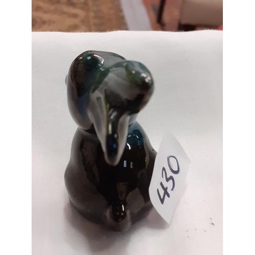 430 - Blue Mountain Pottery Green Drip Glaze Rabbit Height c.7cm (c.2.75”).