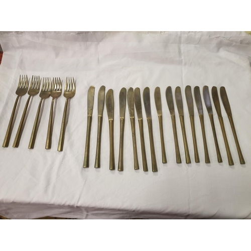 453 - Part Set of 20 Pieces Modernist Bronze Cutlery by Sigvard Bernadotte.