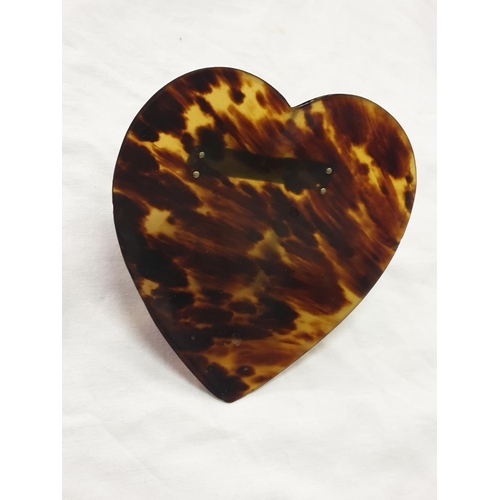 455 - Tortoise Shell Heart Shaped Dish with Silver Hallmarked Wish Bone Stand.