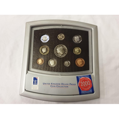 457 - United Kingdom British Royal Mint Deluxe 2000 Coin Collection in Spinner Stand.