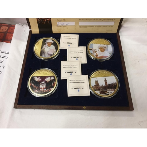 468 - Mahogany Boxed Windsor Mint Diamond Jubilee Weekend Coins with Certificates 1952-2012.