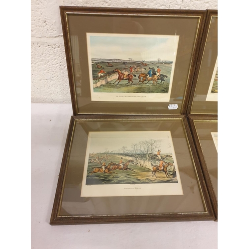 489 - Four Framed & Glazed Hunting Scene Pictures - approx 12