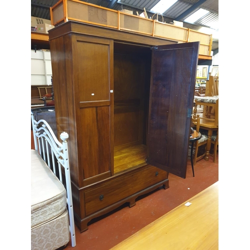 592 - Large Mahogany Single Mirrored Door Wardrobe with Full Length Single Drawer to Base - approx 2m high... 