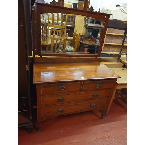 600 - Mahogany Two over Two Drawer Dressing Unit with Mirror - 42