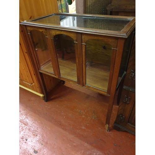 603 - Small Glazed Display Cabinet with Glass Top, Single Door to Front & Straight Legs - 3ft tall x 32