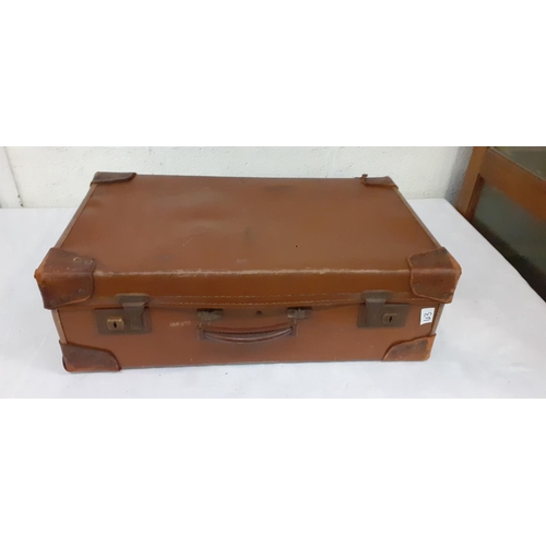 63 - Vintage Faux Leather Suitcase Length c.59.5cm (c.23.5”) Width c35.5cm (c.14”) & Depth c19cm (c.7.5”)... 