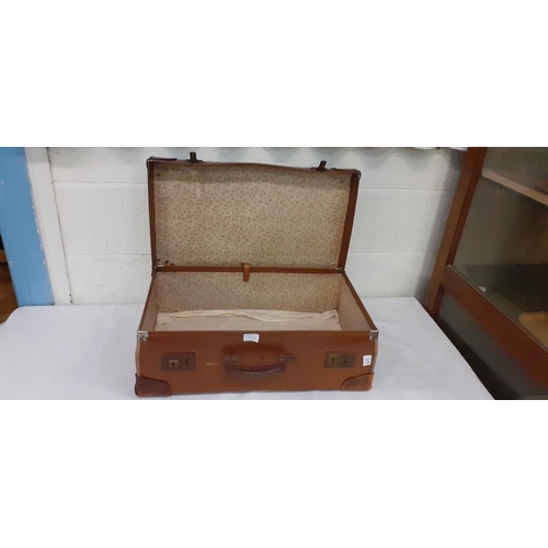 63 - Vintage Faux Leather Suitcase Length c.59.5cm (c.23.5”) Width c35.5cm (c.14”) & Depth c19cm (c.7.5”)... 