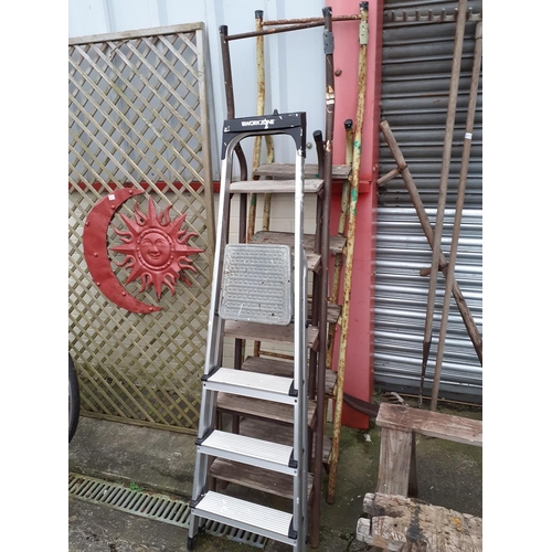 662 - Three Sets of Metal Framed Step Ladders.