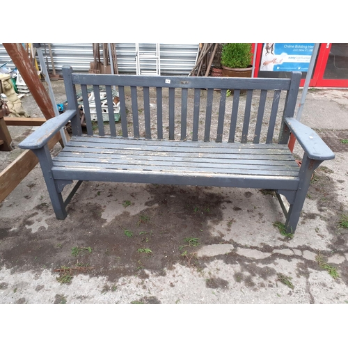 676 - Long Wooden Triple Seat Garden Bench.