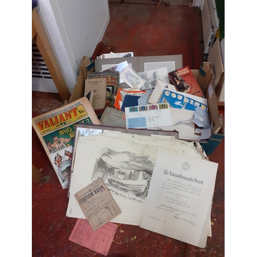 1 - Box to Include 1917 Album, Ration Books, Pictures, Illustrated London News etc.