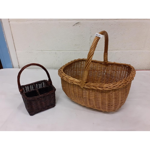 111 - Two Wicker Baskets with Handles.