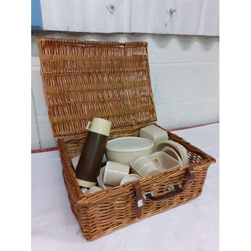 115 - Wicker Picnic Hamper & Retro Picnic Set.