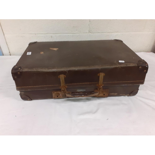 152 - Vintage Leather Suitcase & Quantity of Festive Decorations.