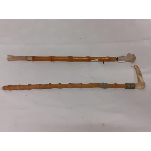 170 - Two Small Cane Sticks with Carved Handles.