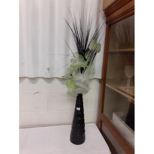 226 - Large Black Conical with Artificial Flower Display.