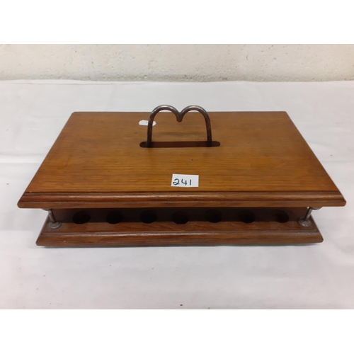 241 - Vintage Oak Communion Tray - one foot missing.