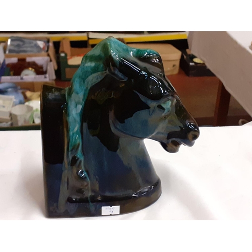 309 - Blue Mountain Pottery Green Drip Glaze Horse Figure Height c.21.5cm (c.8.5”).