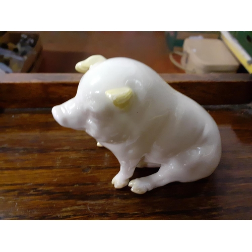 356 - Belleek Third Green Mark Pig c.1965-1980.