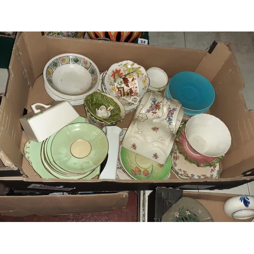 40 - Box of Assorted China to Include Roslyn, Barbados, Mintons etc.