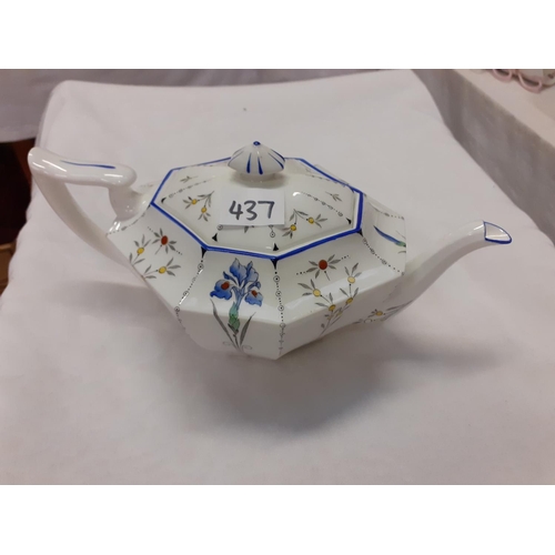 437 - Shelley Queen Anne Blue Iris Teapot - A/F.