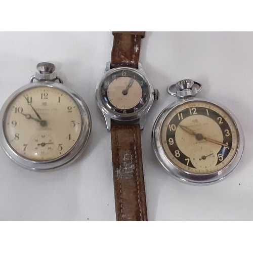 468 - Two Vintage Ingersol Pocket Watches & One Wristband Watch.