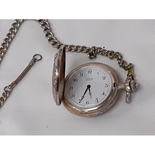 477 - Oriosa Pocket Watch with Fisherman Case along with Silver Chain - working.