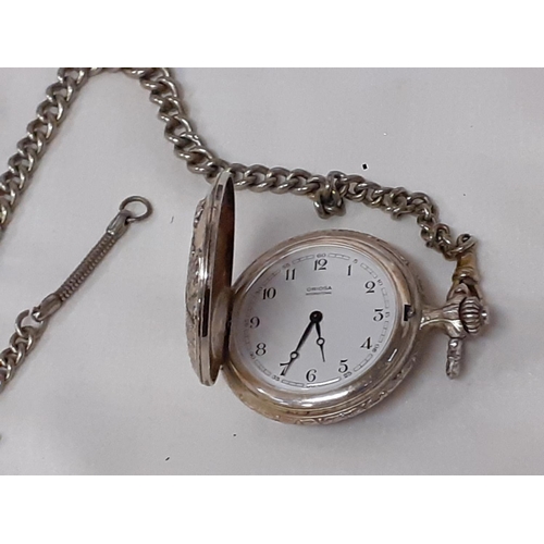 477 - Oriosa Pocket Watch with Fisherman Case along with Silver Chain - working.