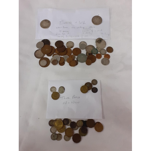 482 - Selection of British & Irish Coins Including Three Penny Pieces, Shillings etc.