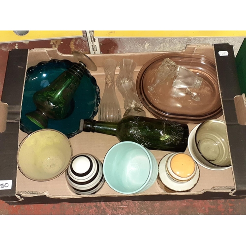 50 - Box of Glassware & China to Include Bowls, Vases, Dishes etc.