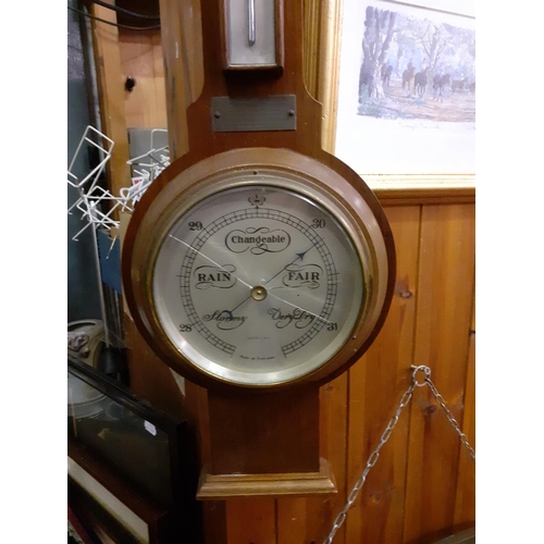 508 - Vintage Banjo Barometer with Commemorative Plaque - crack to the glass.