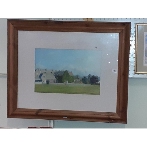 523 - Framed & Glazed Oil on Board Painting, possibly Christ College Brecon, Signed Peter D Powell.