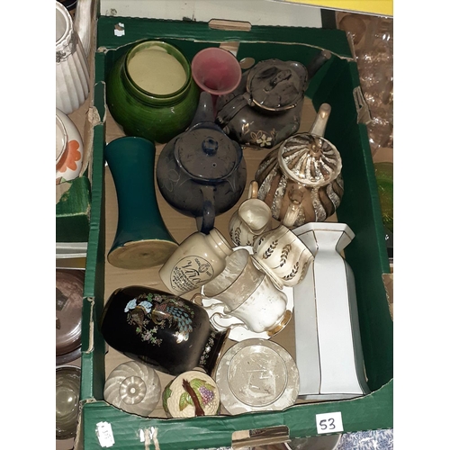 53 - Box of China to Include Vases, Teapots, Cups & Saucers etc.