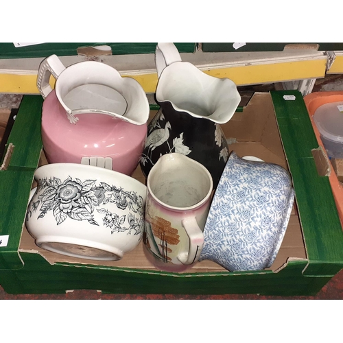 54 - Box to Include Large Jugs, Chamber Pot etc.