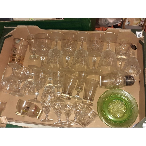 55 - Box of Glasses to Include Hunting Scene etc.