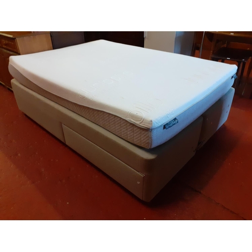 557 - Double Divan Bed Base with Single Drawer Both Sides & Memory Foam Mattress.