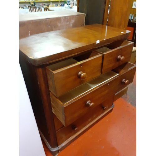 574 - Large Mahogany Veneered Pine Two Over Three Chest of Drawers - approx 45