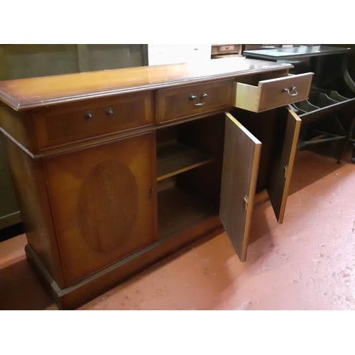 624 - Yew Three Drawers Over Three Doors Sideboard - approx 32