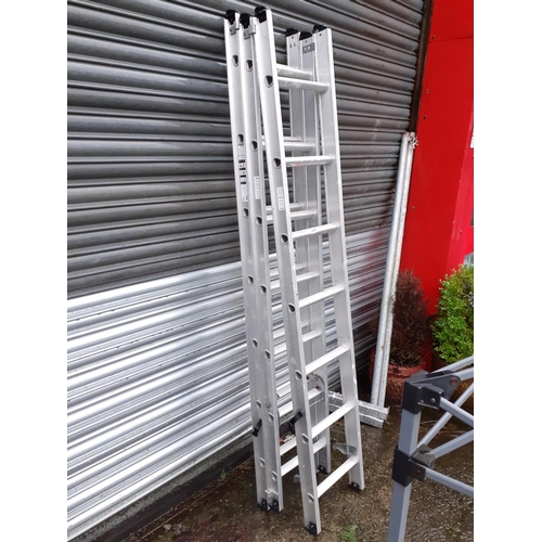 638 - Triple Extending Aluminium Ladder.