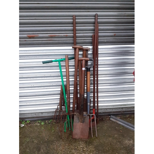 640 - Selection of Garden Forks & Spades.